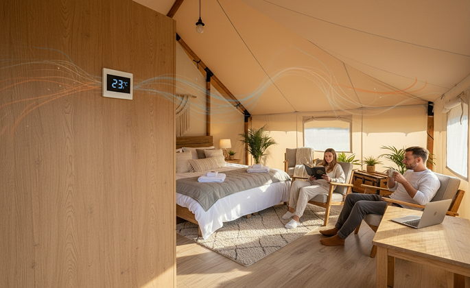 luxury studio safari tent | swiss hut shape glamping tent