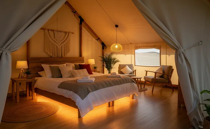 luxury studio safari tent | swiss hut shape glamping tent