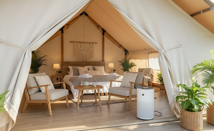 luxury studio safari tent | swiss hut shape glamping tent