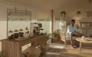 luxury studio safari tent | swiss hut shape glamping tent