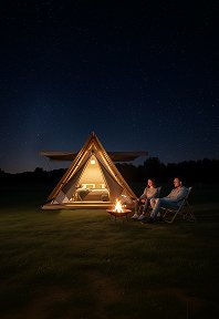 luxury studio safari tent | swiss hut shape glamping tent