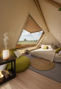 luxury studio safari tent | swiss hut shape glamping tent