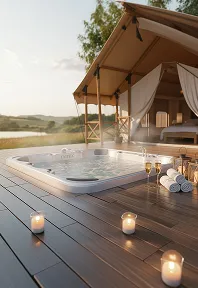 luxury studio safari tent | swiss hut shape glamping tent