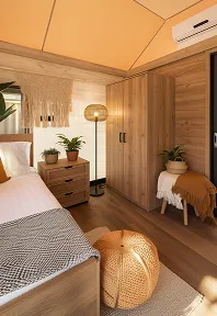 luxury studio safari tent | swiss hut shape glamping tent