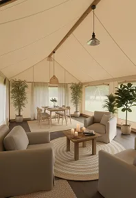luxury studio safari tent | swiss hut shape glamping tent