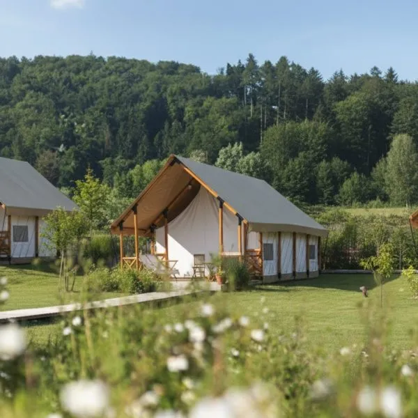 luxury studio safari tent | swiss hut shape glamping tent