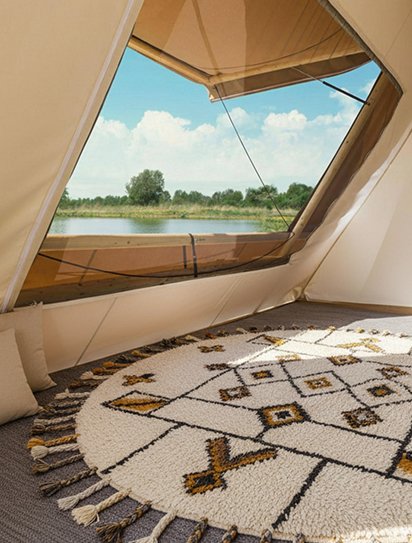 luxury studio safari tent | swiss hut shape glamping tent