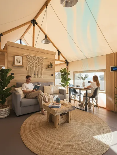 luxury studio safari tent | swiss hut shape glamping tent