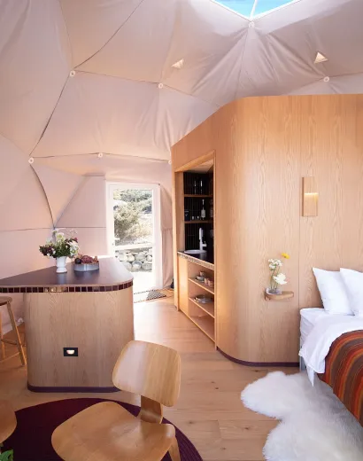 Luxury eco geodesic dome tent guest stay photo