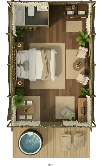 luxury studio safari tent | swiss hut shape glamping tent
