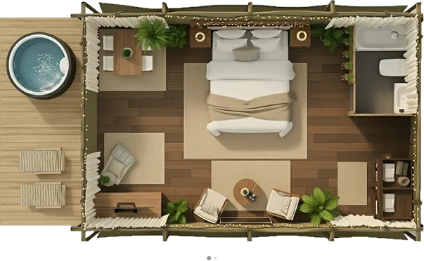 luxury studio safari tent | swiss hut shape glamping tent