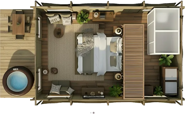 luxury studio safari tent | swiss hut shape glamping tent