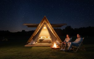 girigiri a shape canvas luxury glamping tent