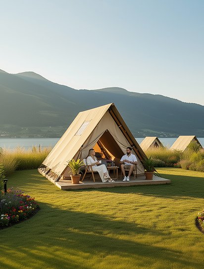 girigiri a shape canvas luxury glamping tent