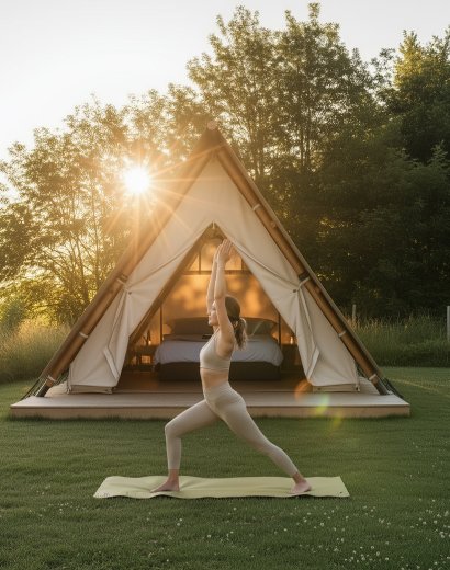 girigiri a shape canvas luxury glamping tent