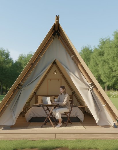 girigiri a shape canvas luxury glamping tent