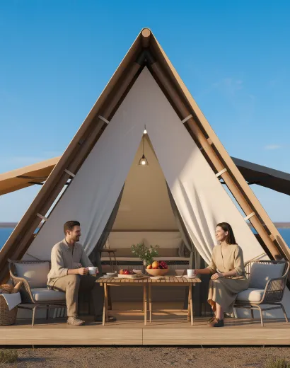 girigiri a shape canvas luxury glamping tent