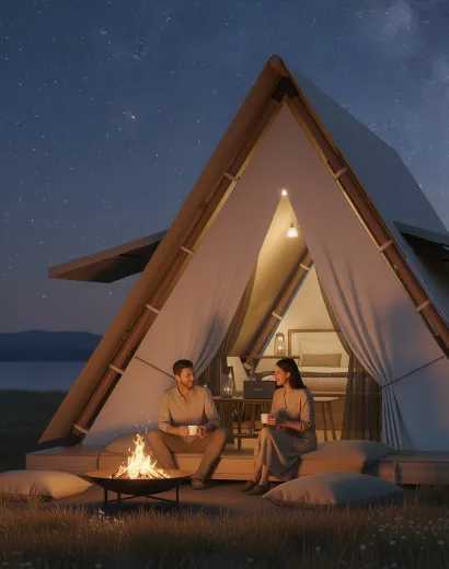 girigiri a shape canvas luxury glamping tent