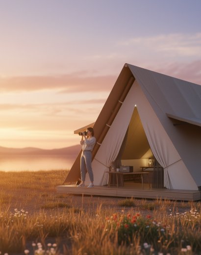 girigiri a shape canvas luxury glamping tent