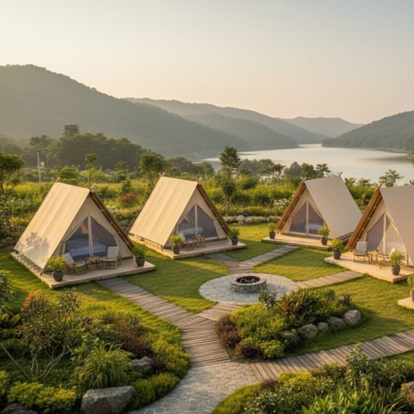 girigiri a shape canvas luxury glamping tent