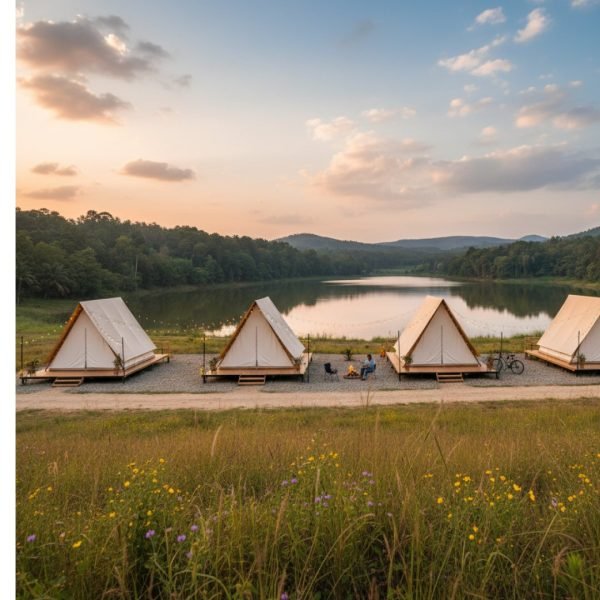 girigiri a shape canvas luxury glamping tent