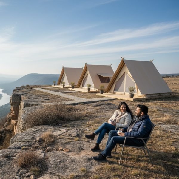 girigiri a shape canvas luxury glamping tent