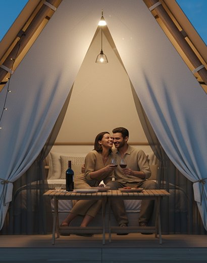 girigiri a shape canvas luxury glamping tent