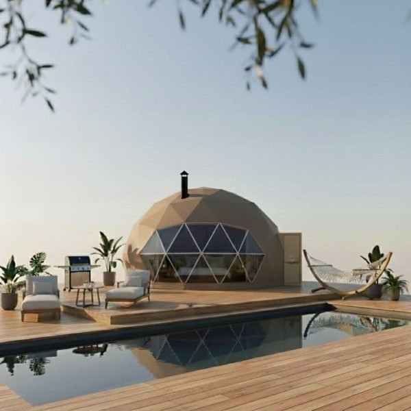 luxury eco geodesic dome tent d:05.00 h:02.90, #5c4033 cocoa brown